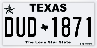 TX license plate DUD1871
