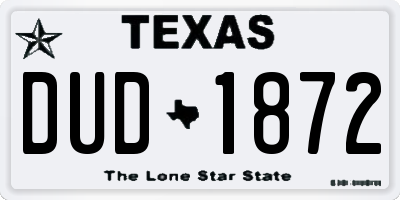 TX license plate DUD1872