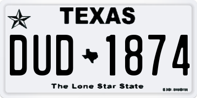 TX license plate DUD1874