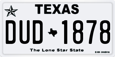 TX license plate DUD1878