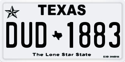 TX license plate DUD1883