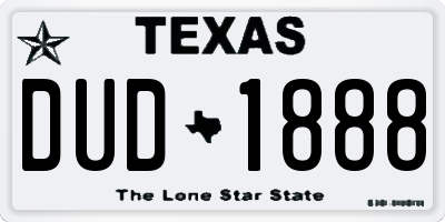 TX license plate DUD1888