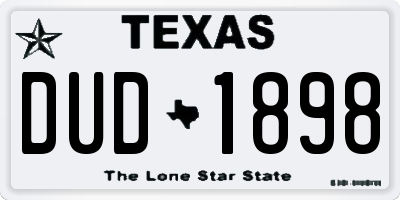 TX license plate DUD1898