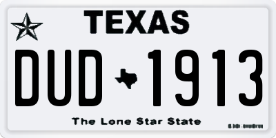 TX license plate DUD1913