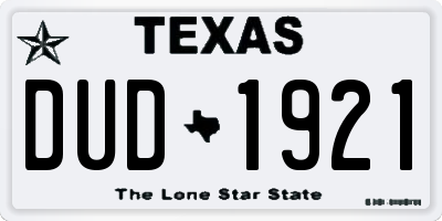 TX license plate DUD1921