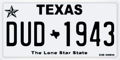 TX license plate DUD1943