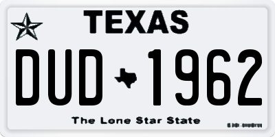 TX license plate DUD1962