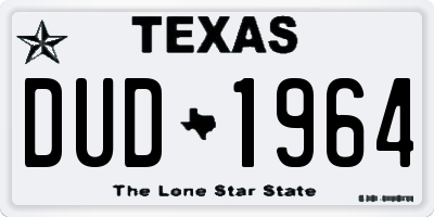 TX license plate DUD1964