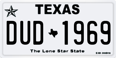 TX license plate DUD1969