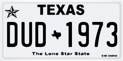 TX license plate DUD1973