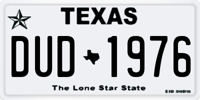 TX license plate DUD1976