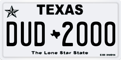 TX license plate DUD2000