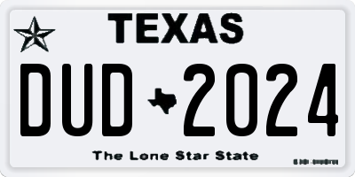 TX license plate DUD2024