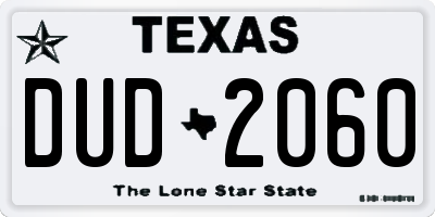 TX license plate DUD2060