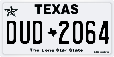 TX license plate DUD2064