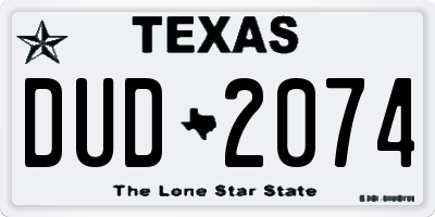 TX license plate DUD2074