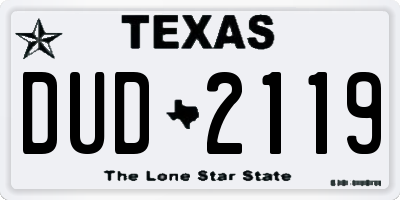 TX license plate DUD2119