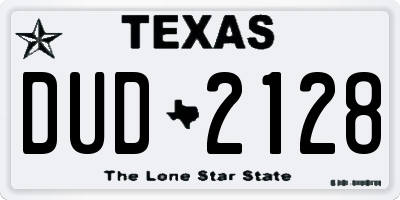 TX license plate DUD2128