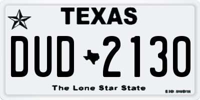 TX license plate DUD2130