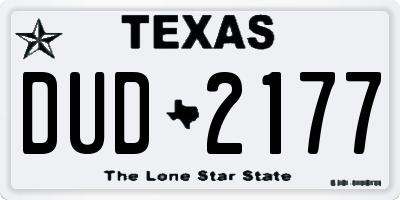 TX license plate DUD2177