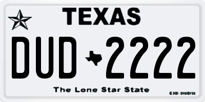 TX license plate DUD2222