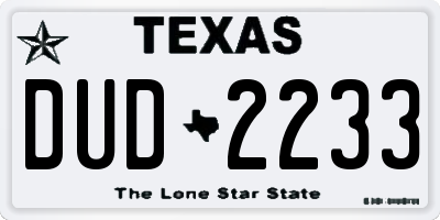 TX license plate DUD2233
