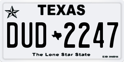 TX license plate DUD2247