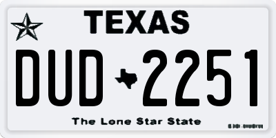 TX license plate DUD2251