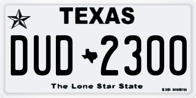 TX license plate DUD2300