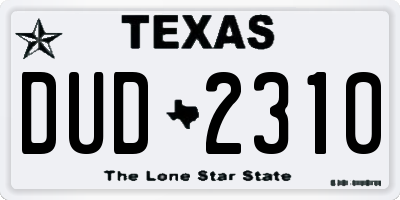 TX license plate DUD2310