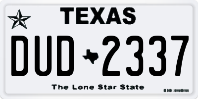 TX license plate DUD2337