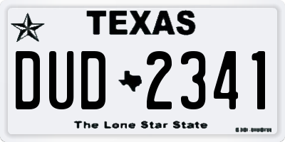 TX license plate DUD2341
