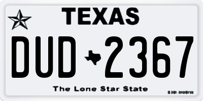 TX license plate DUD2367
