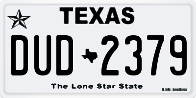 TX license plate DUD2379