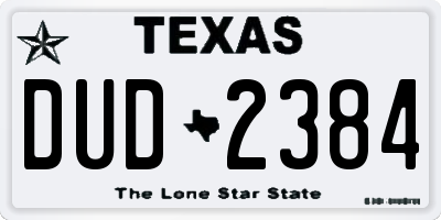 TX license plate DUD2384