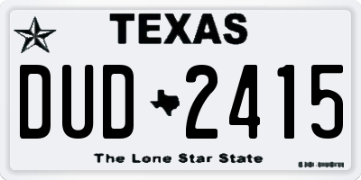 TX license plate DUD2415