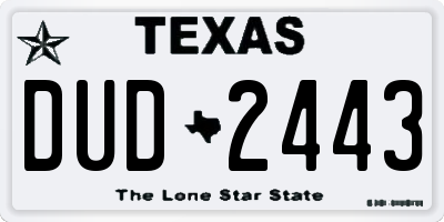 TX license plate DUD2443