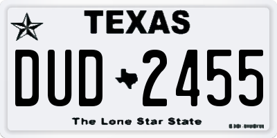 TX license plate DUD2455