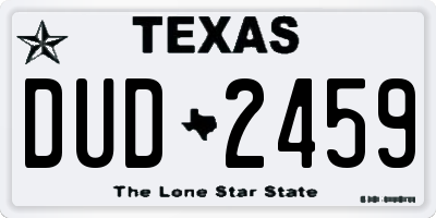 TX license plate DUD2459