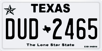 TX license plate DUD2465