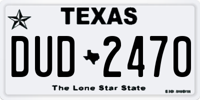 TX license plate DUD2470
