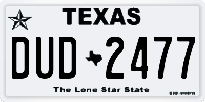 TX license plate DUD2477