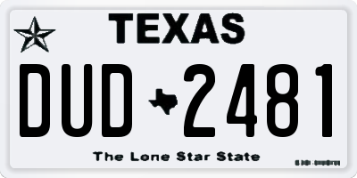TX license plate DUD2481