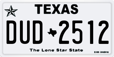 TX license plate DUD2512