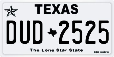 TX license plate DUD2525