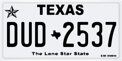 TX license plate DUD2537