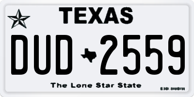 TX license plate DUD2559