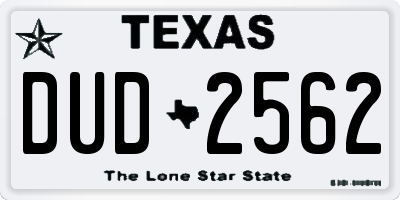TX license plate DUD2562