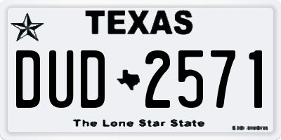 TX license plate DUD2571