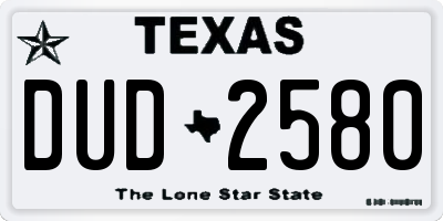 TX license plate DUD2580